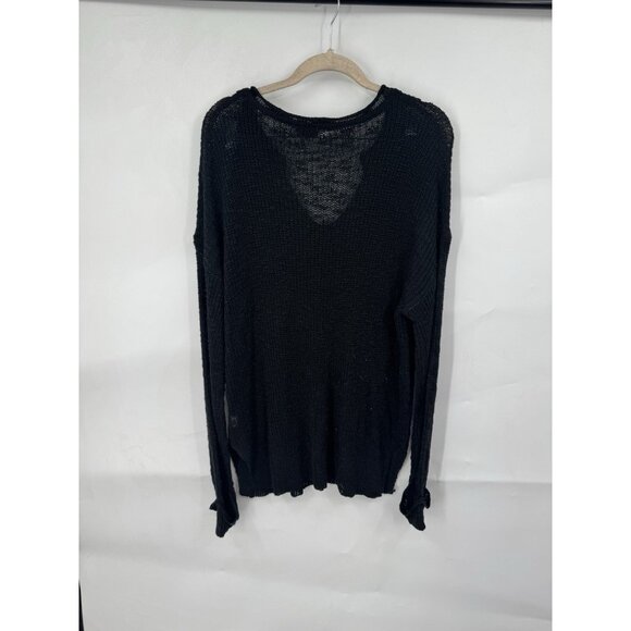 GYK Open Knit Sheer Top Women XL Black Y2K Retro Festival Whimsigoth Witchy Dark - Picture 2 of 7